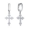 Серьги английский замок из серебра 925 с фианитом