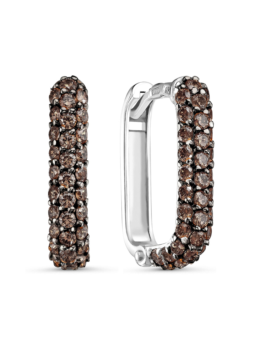 Серьги английский замок из серебра 925 с фианитом