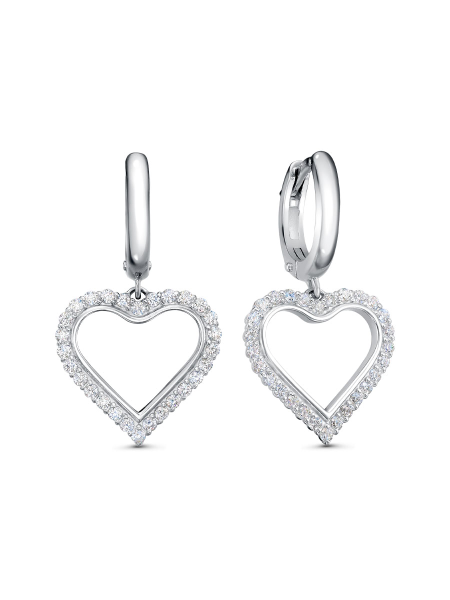 Серьги английский замок из серебра 925 с фианитом
