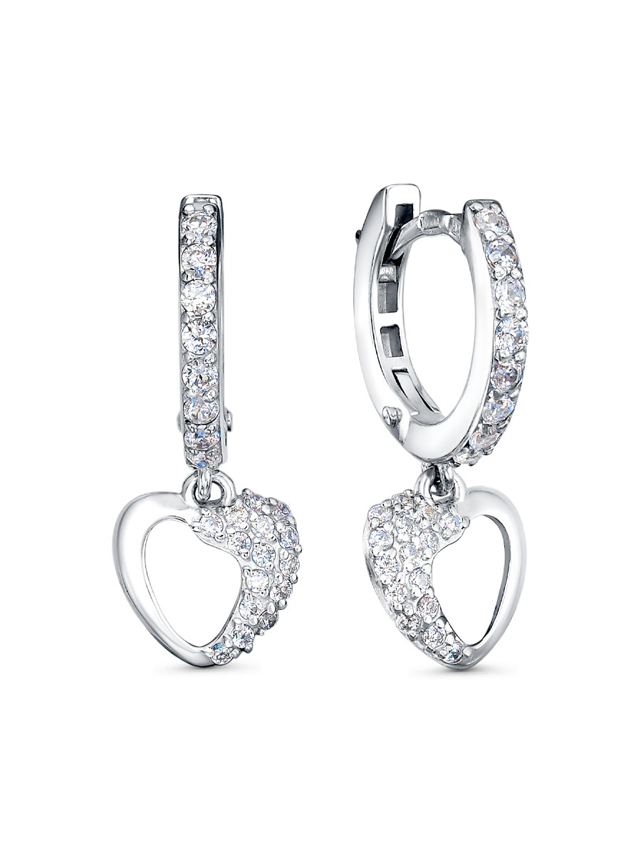Серьги английский замок из серебра 925 с фианитом