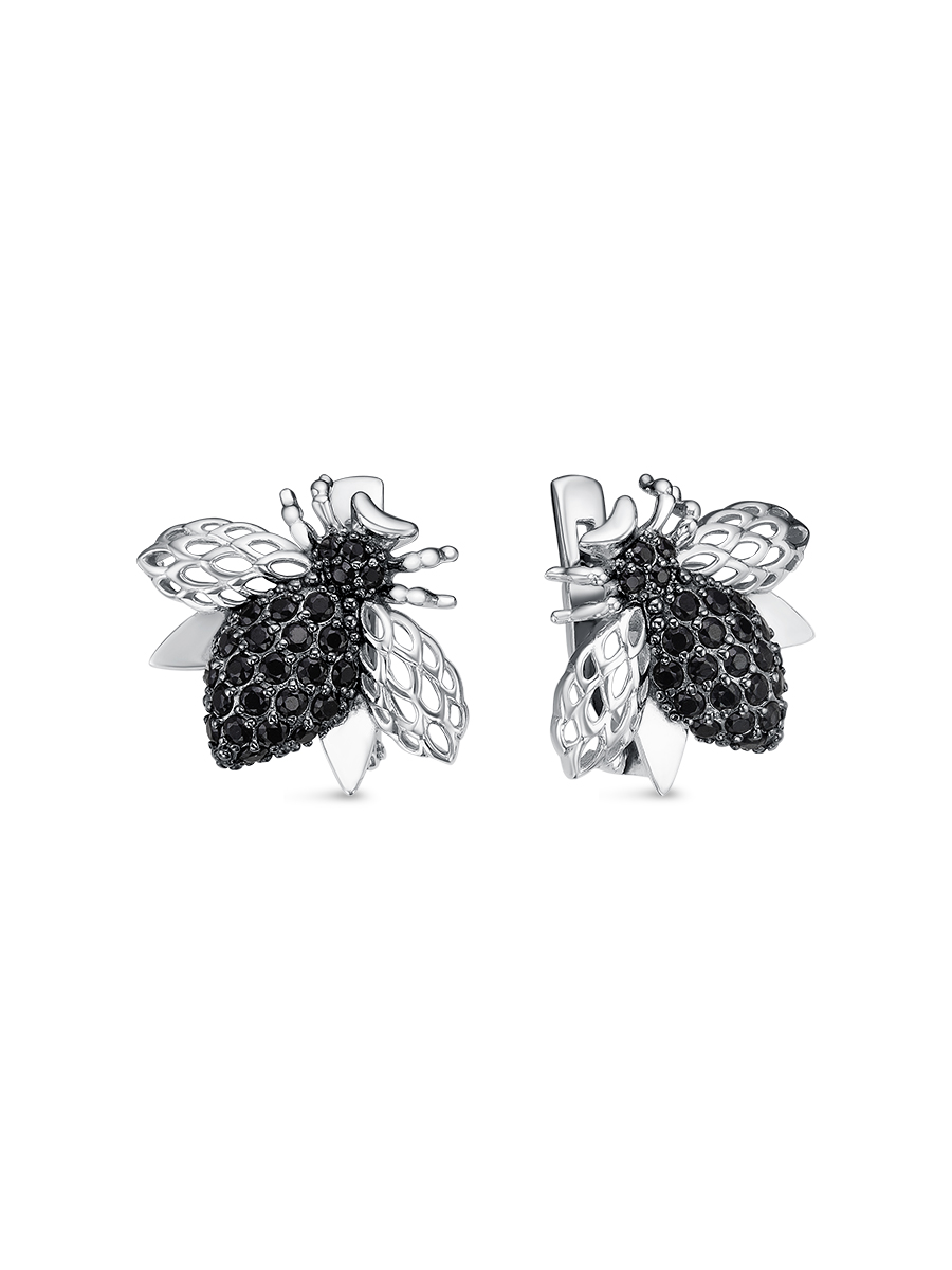 Серьги английский замок из серебра 925 с фианитом