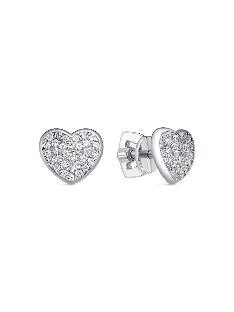 Серьги пусеты из серебра 925 с фианитом