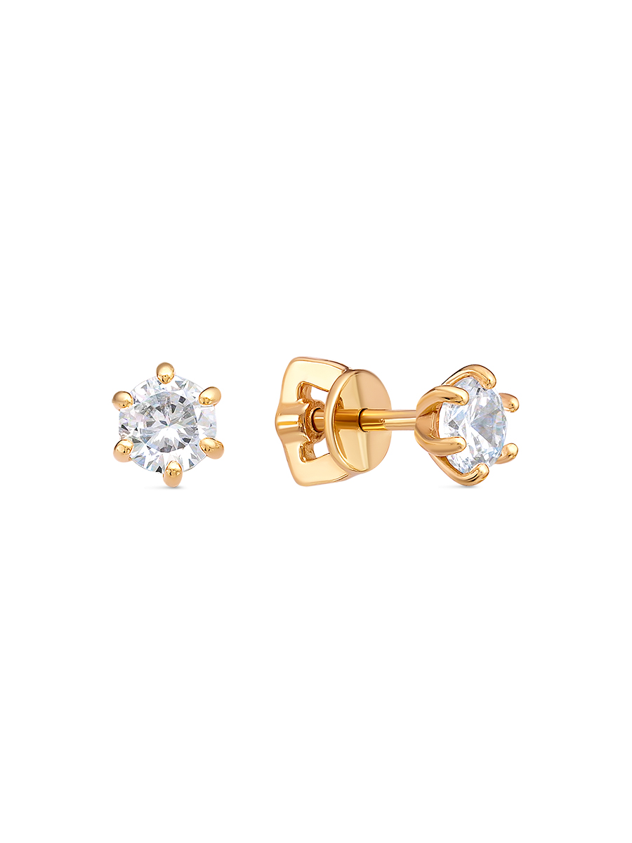 Серьги пусеты из серебра 925 с фианитом