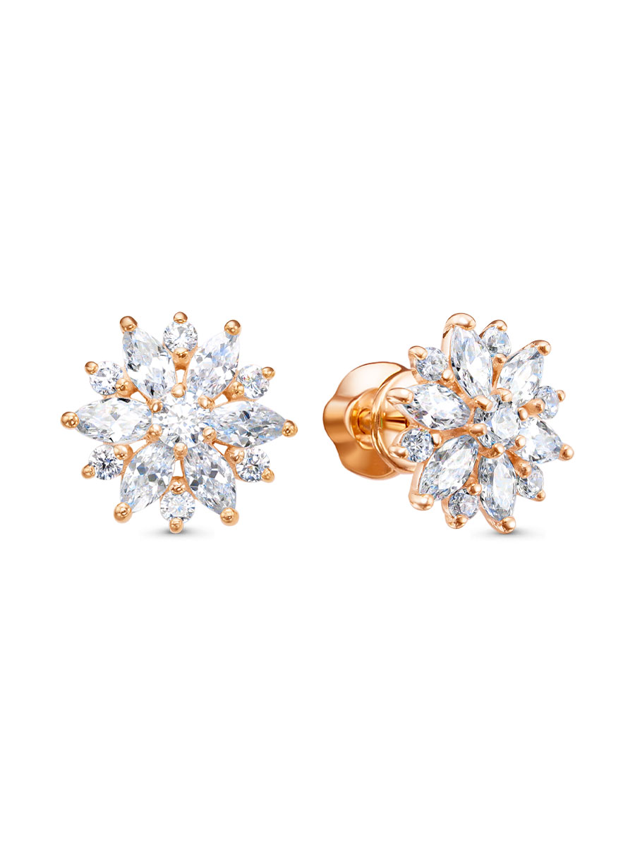 Серьги пусеты из серебра 925 с фианитом