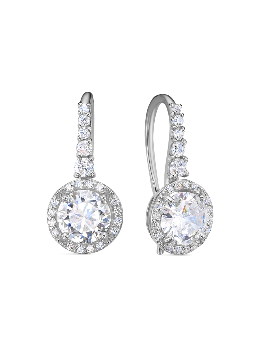 Серьги французский замок из серебра 925 с фианитом