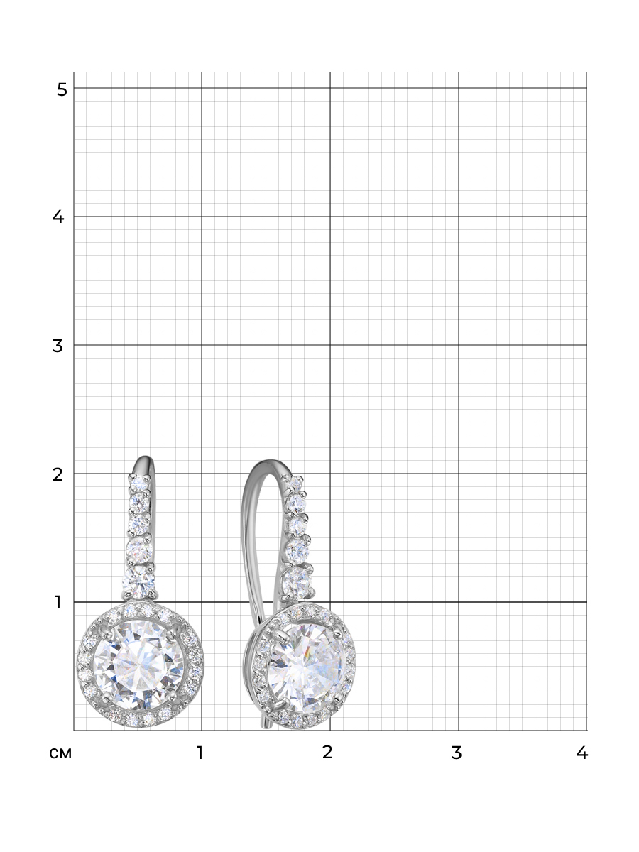 Серьги французский замок из серебра 925 с фианитом