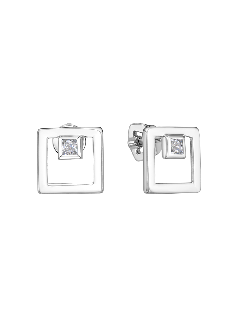 Серьги пусеты из серебра 925 с фианитом