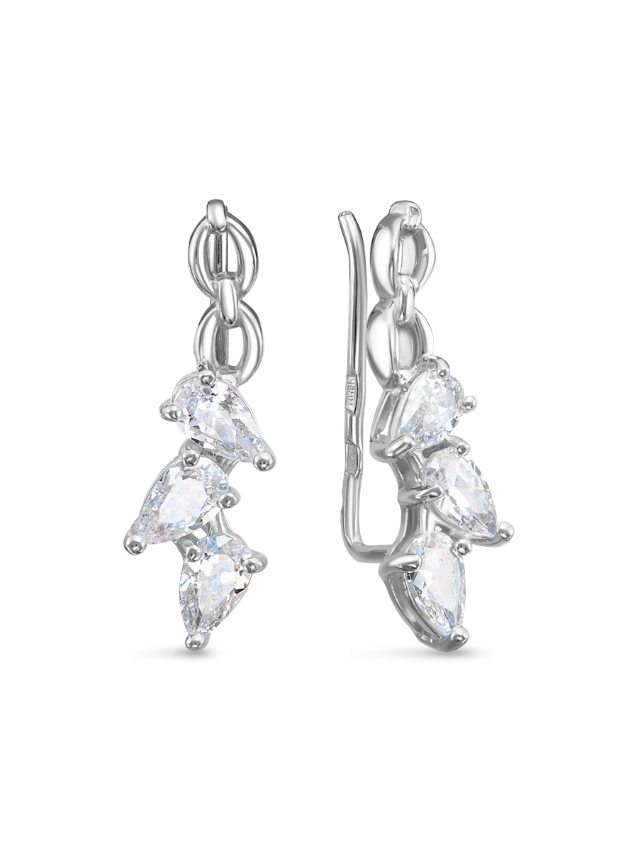 Серьги каффы из серебра 925 с фианитом
