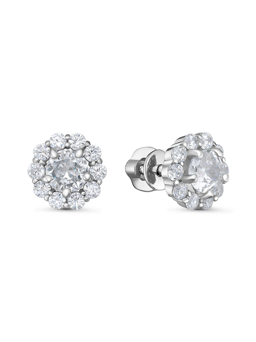 Серьги пусеты из серебра 925 с фианитом