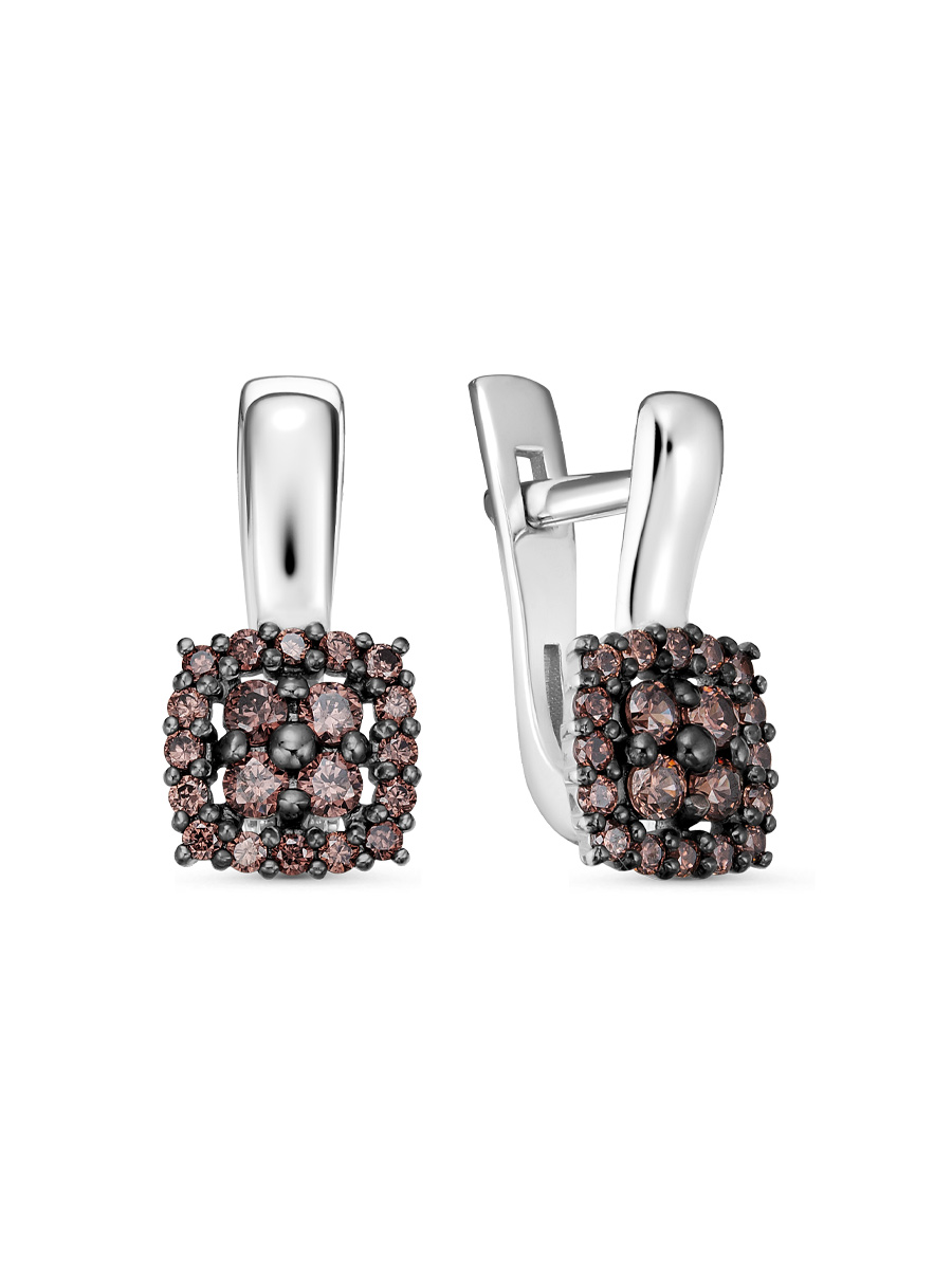 Серьги английский замок из серебра 925 с фианитом