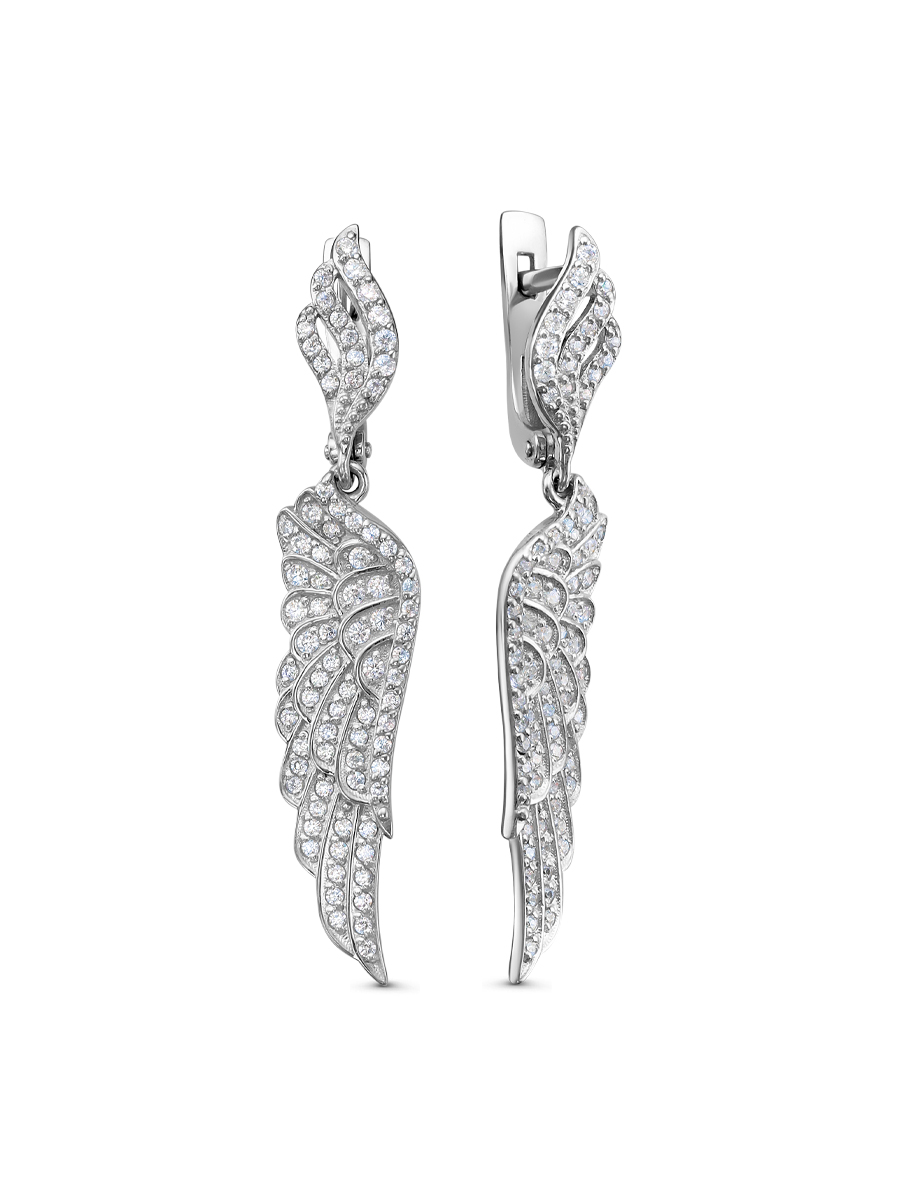 Серьги английский замок из серебра 925 с фианитом