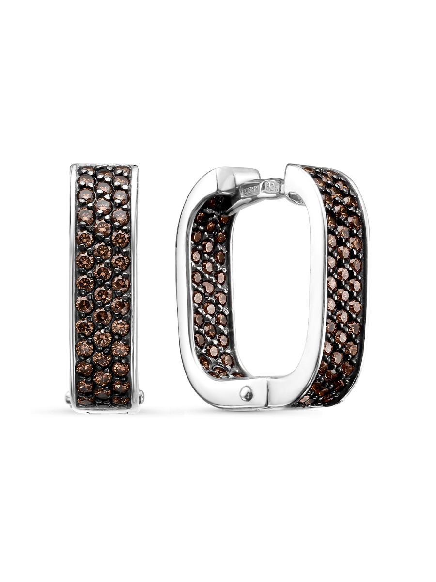 Серьги конго из серебра 925 с фианитом