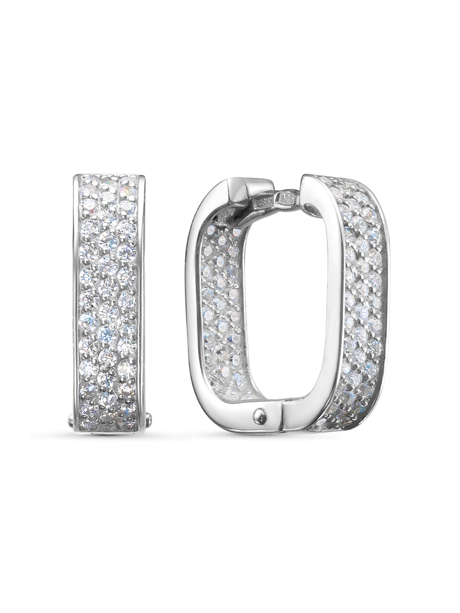 Серьги конго из серебра 925 с фианитом