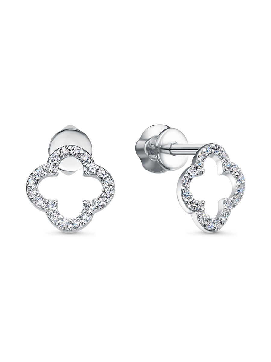 Серьги пусеты из серебра 925 с фианитом