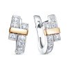 Серьги английский замок из серебра 925 с фианитом