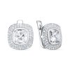 Серьги английский замок из серебра 925 с фианитом
