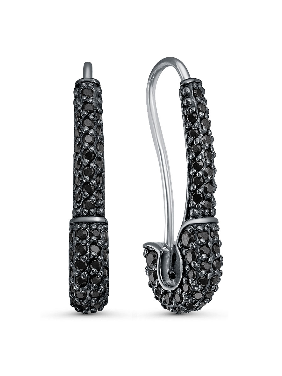 Серьги булавка из серебра 925 с фианитом