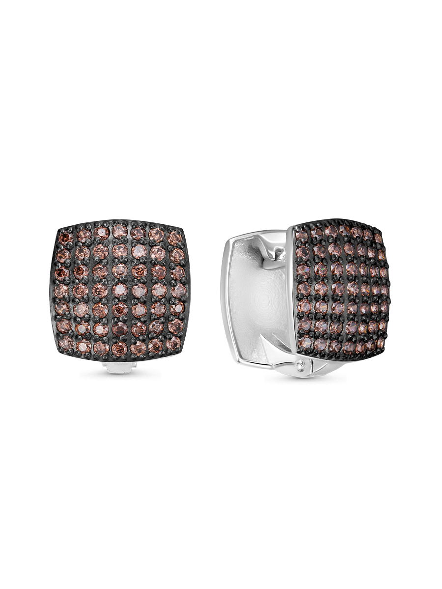 Серьги конго из серебра 925 с фианитом