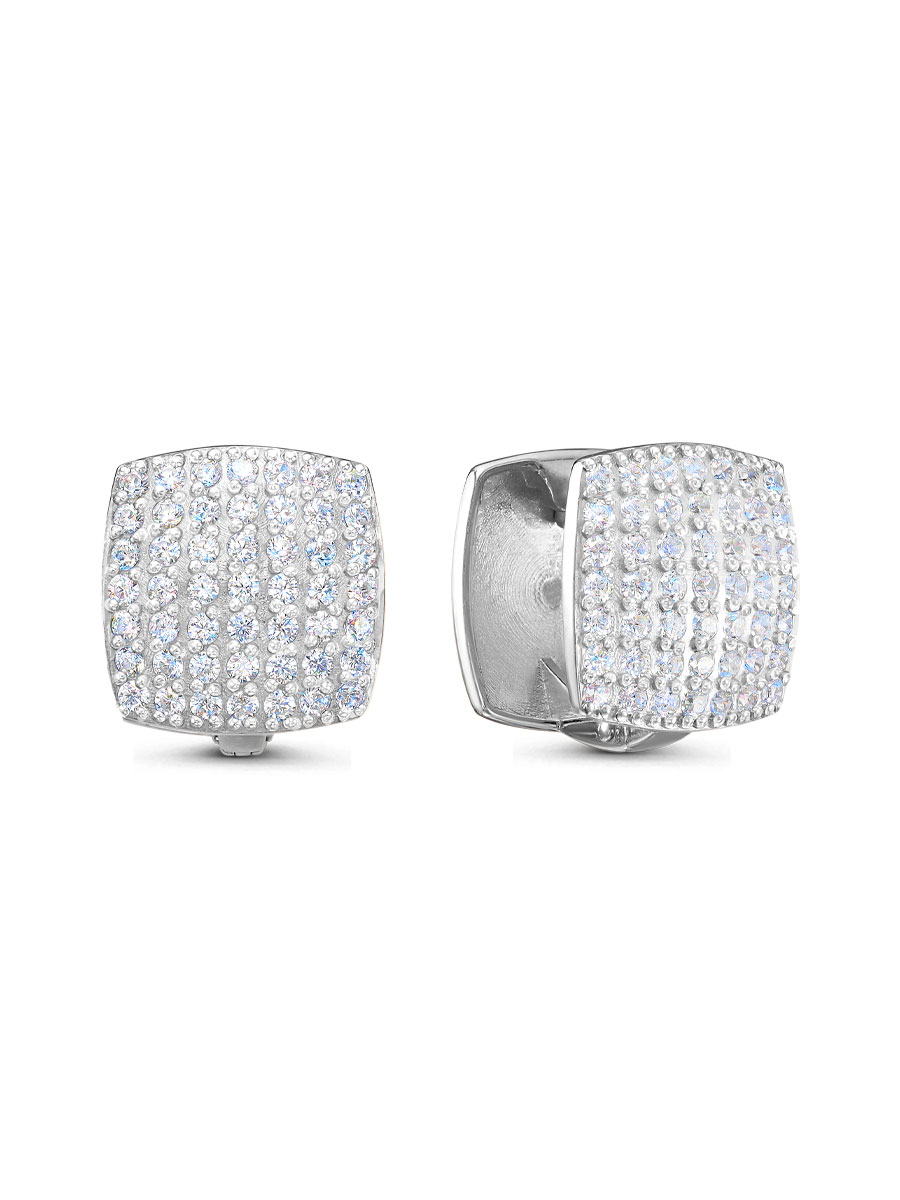 Серьги конго из серебра 925 с фианитом