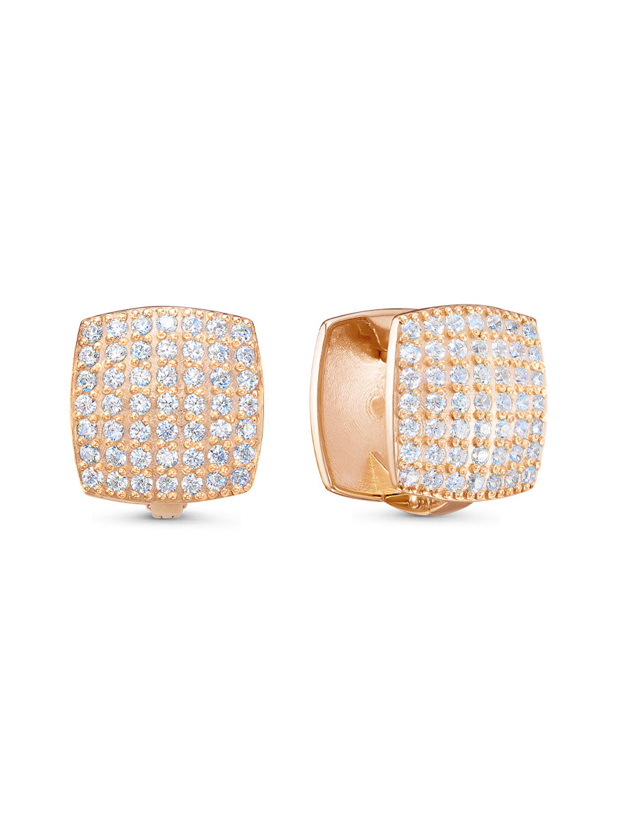 Серьги конго из серебра 925 с фианитом