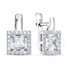 Серьги английский замок из серебра 925 с фианитом