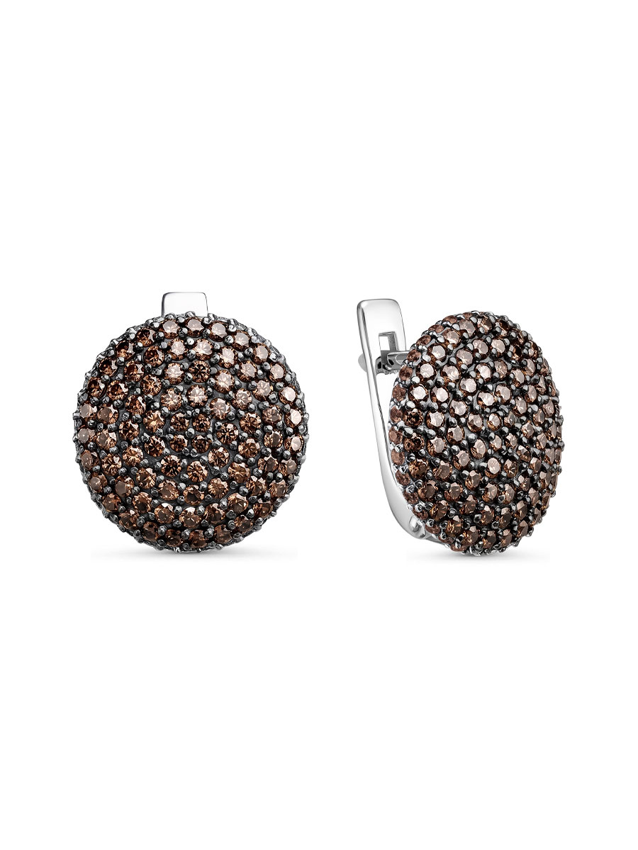 Серьги английский замок из серебра 925 с фианитом