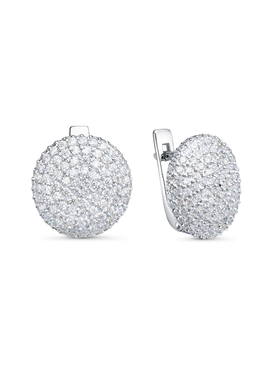 Серьги английский замок из серебра 925 с фианитом