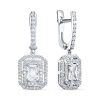Серьги английский замок из серебра 925 с фианитом