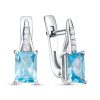 Серьги английский замок из серебра 925 с фианитом