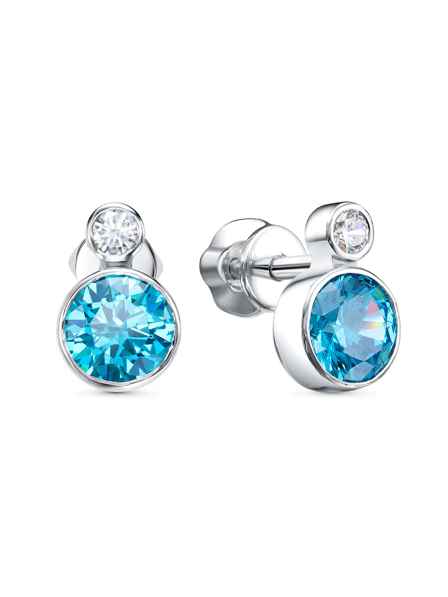 Серьги пусеты из серебра 925 с фианитом