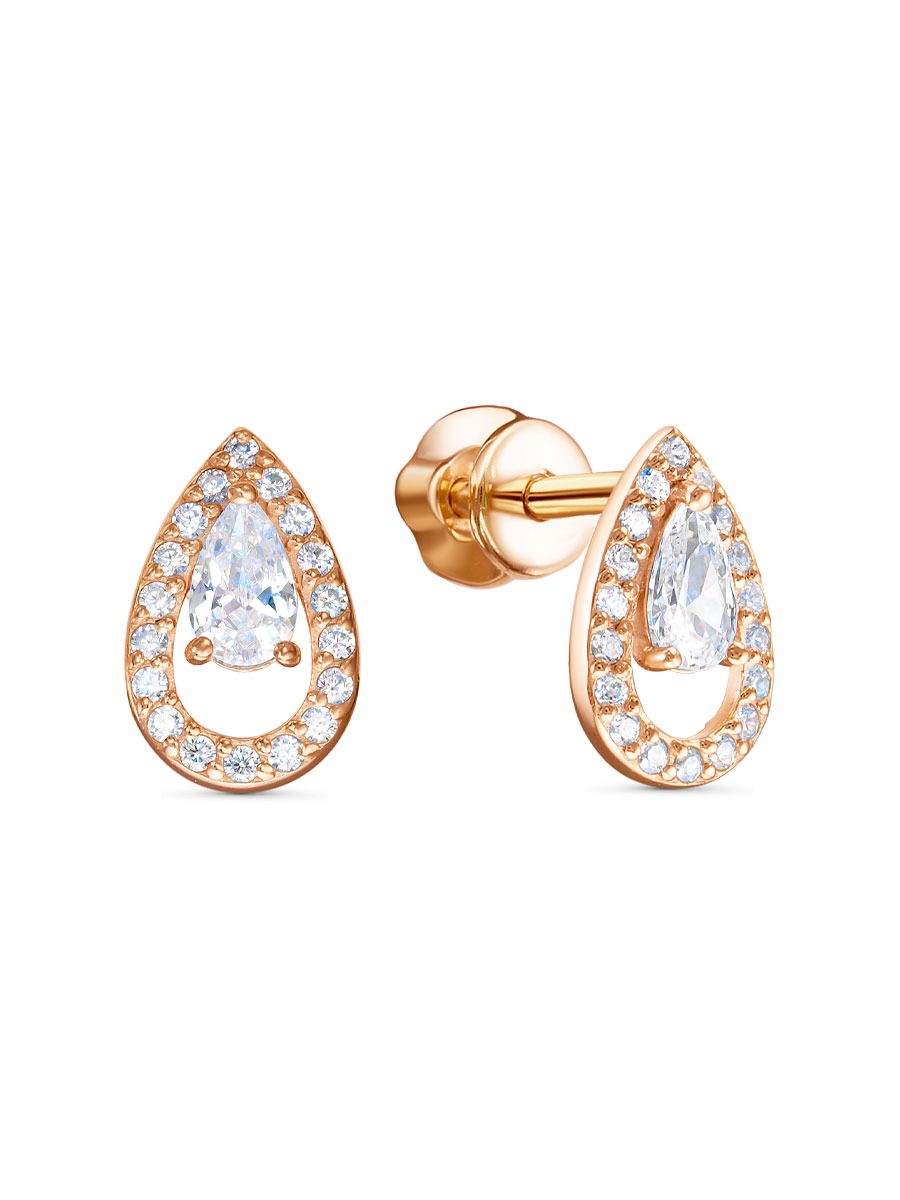 Серьги пусеты из серебра 925 с фианитом