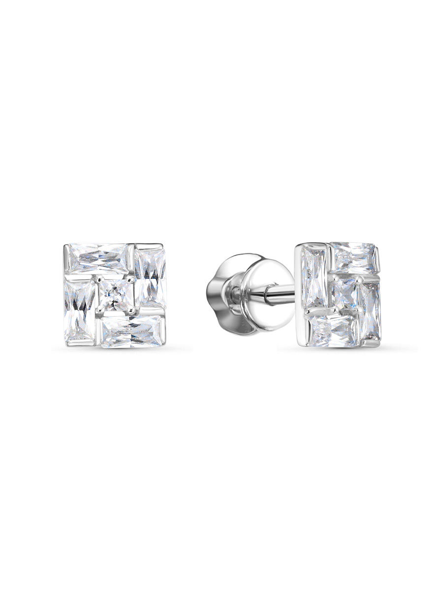 Серьги пусеты из серебра 925 с фианитом