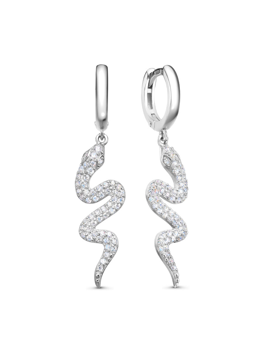 Серьги английский замок из серебра 925 с фианитом