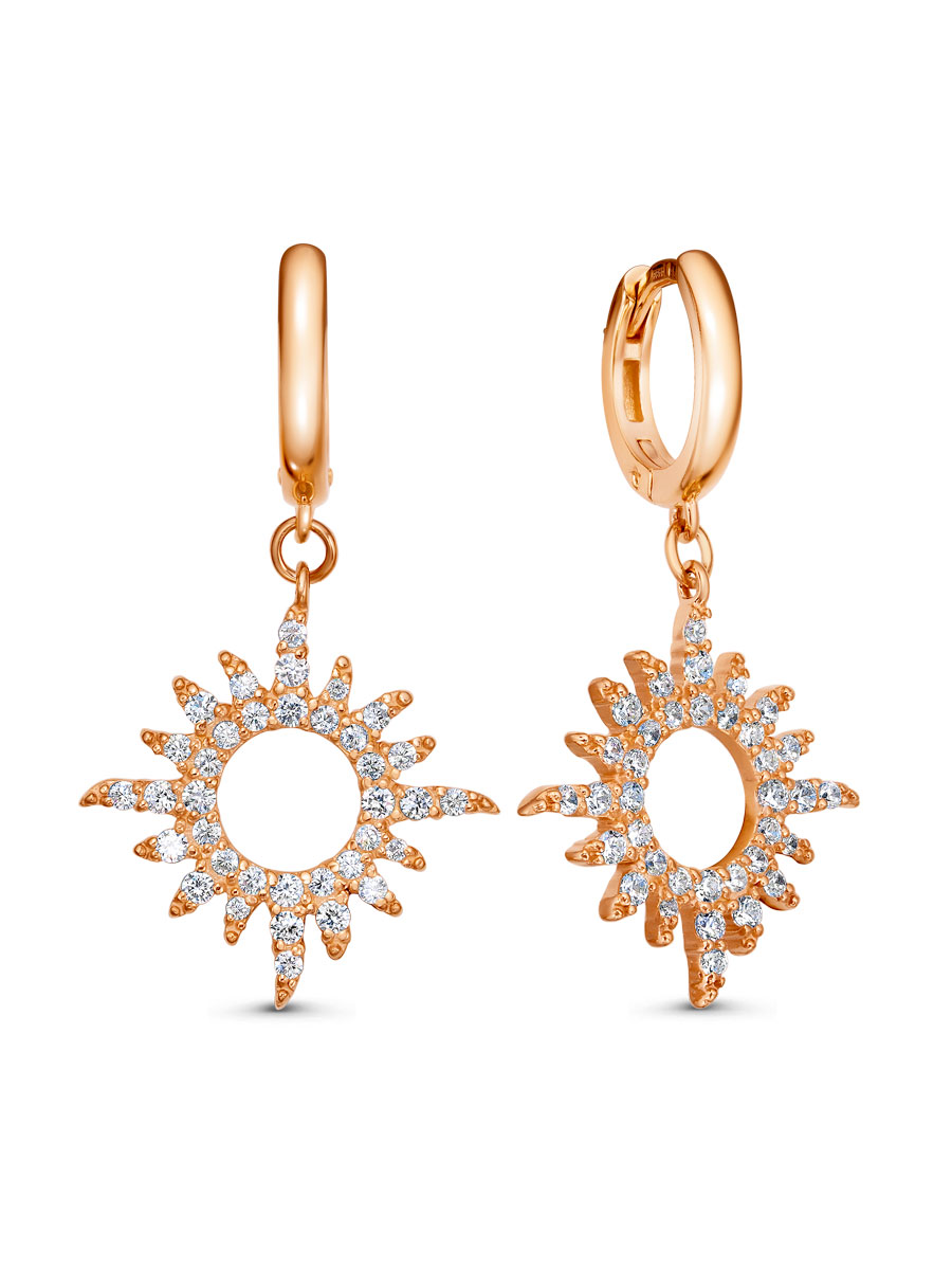 Серьги английский замок из серебра 925 с фианитом