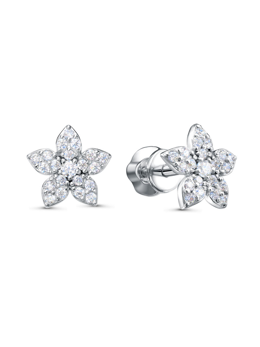 Серьги пусеты из серебра 925 с фианитом