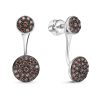 Серьги джекеты из серебра 925 с фианитом