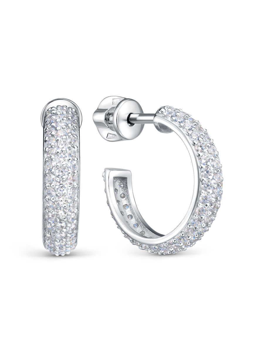 Серьги пусеты из серебра 925 с фианитом
