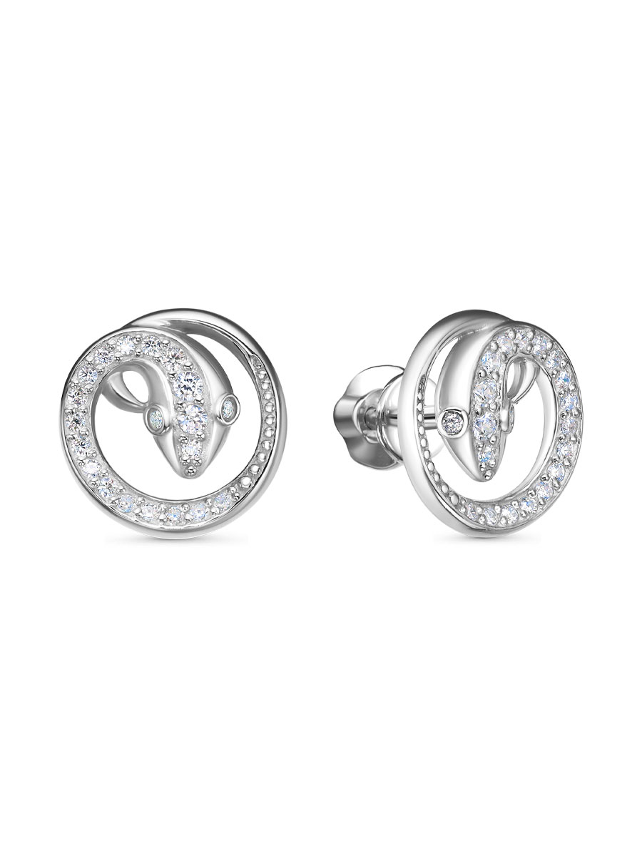 Серьги пусеты из серебра 925 с фианитом