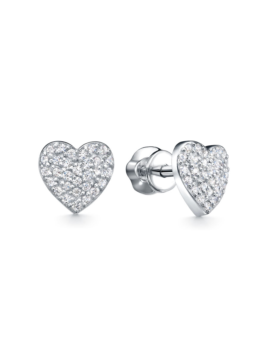 Серьги пусеты из серебра 925 с фианитом