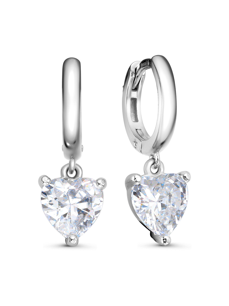 Серьги английский замок из серебра 925 с фианитом