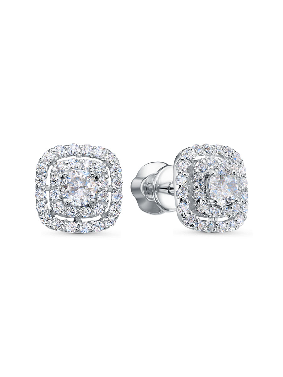 Серьги пусеты из серебра 925 с фианитом