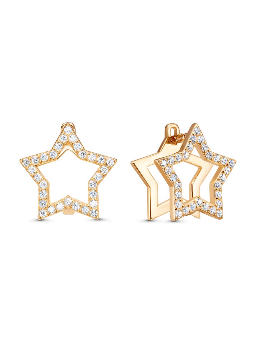 Серьги английский замок из серебра 925 с фианитом