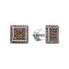 Серьги пусеты из серебра 925 с фианитом