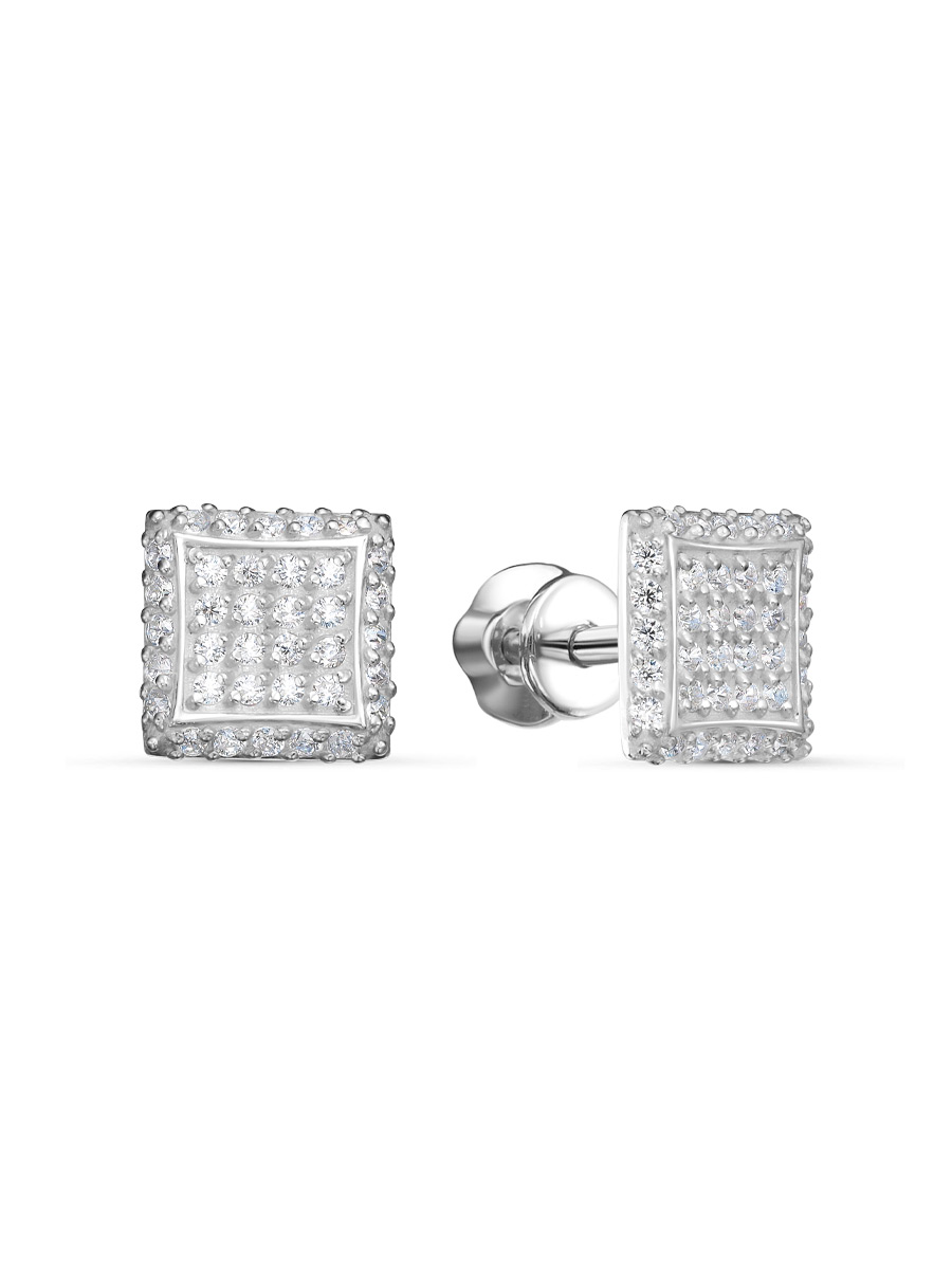 Серьги пусеты из серебра 925 с фианитом