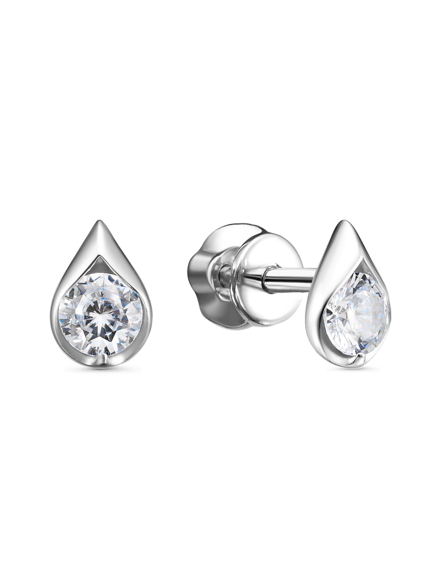 Серьги пусеты из серебра 925 с фианитом