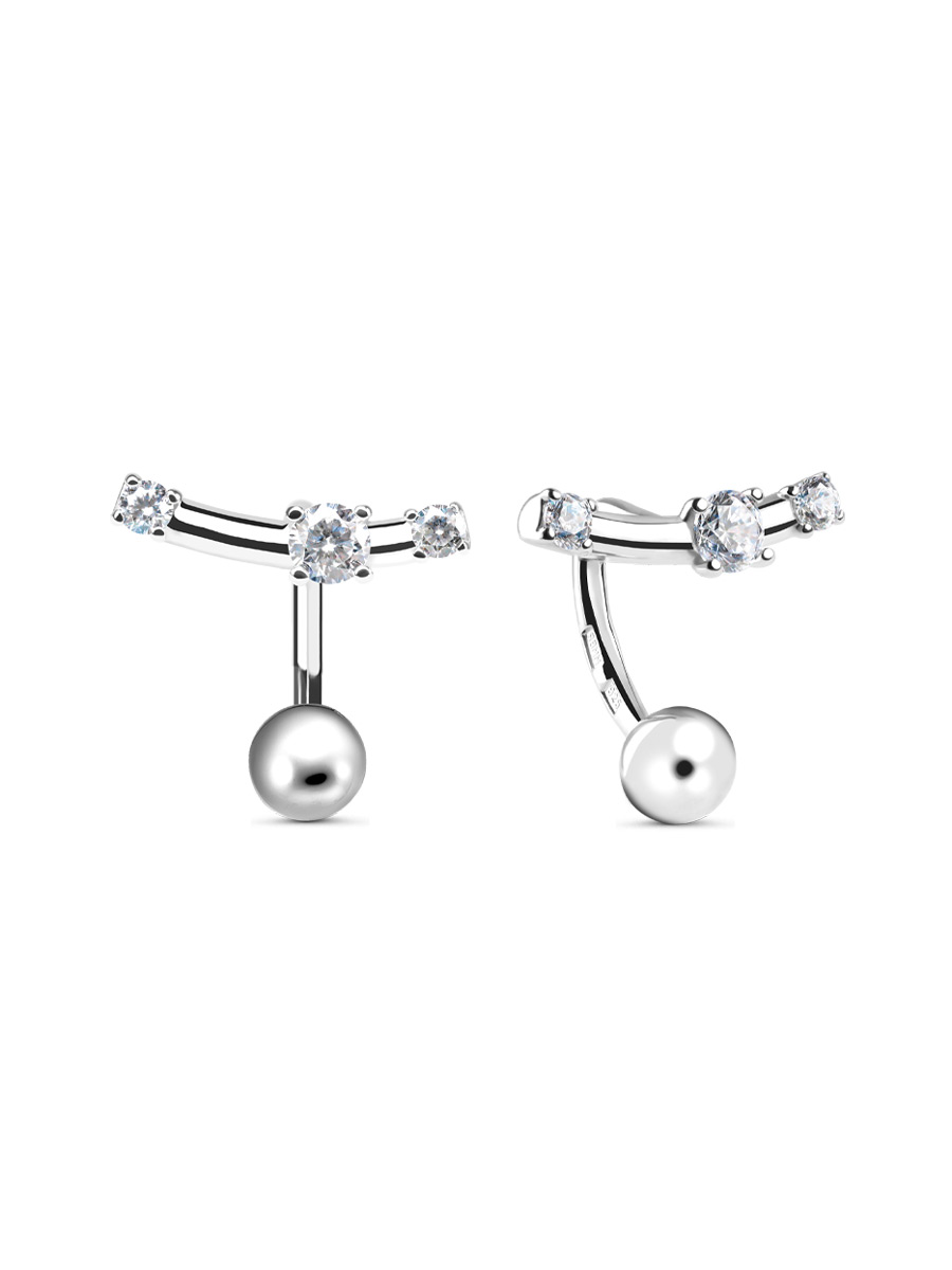 Серьги пусеты из серебра 925 с фианитом