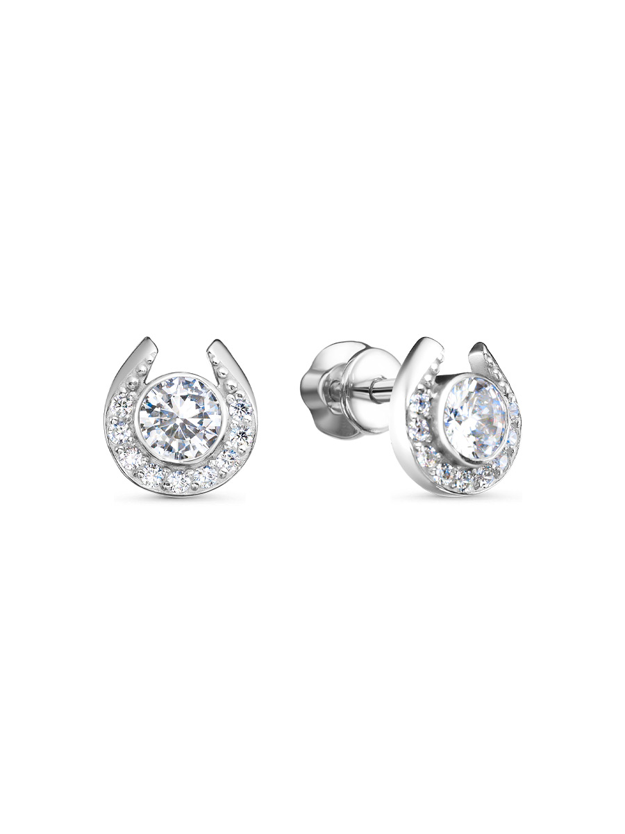 Серьги пусеты из серебра 925 с фианитом