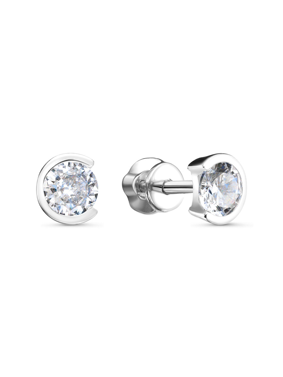 Серьги пусеты из серебра 925 с фианитом