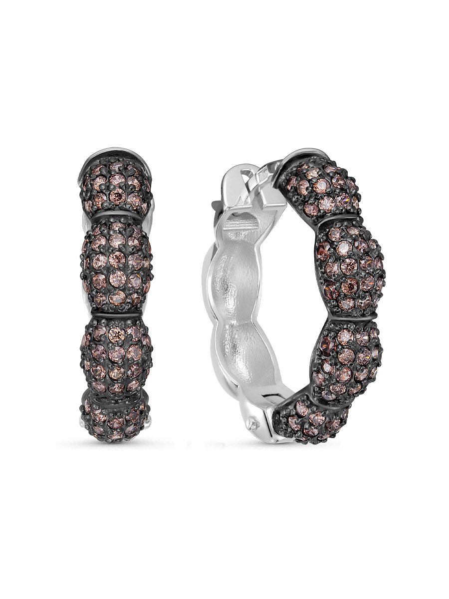 Серьги английский замок из серебра 925 с фианитом