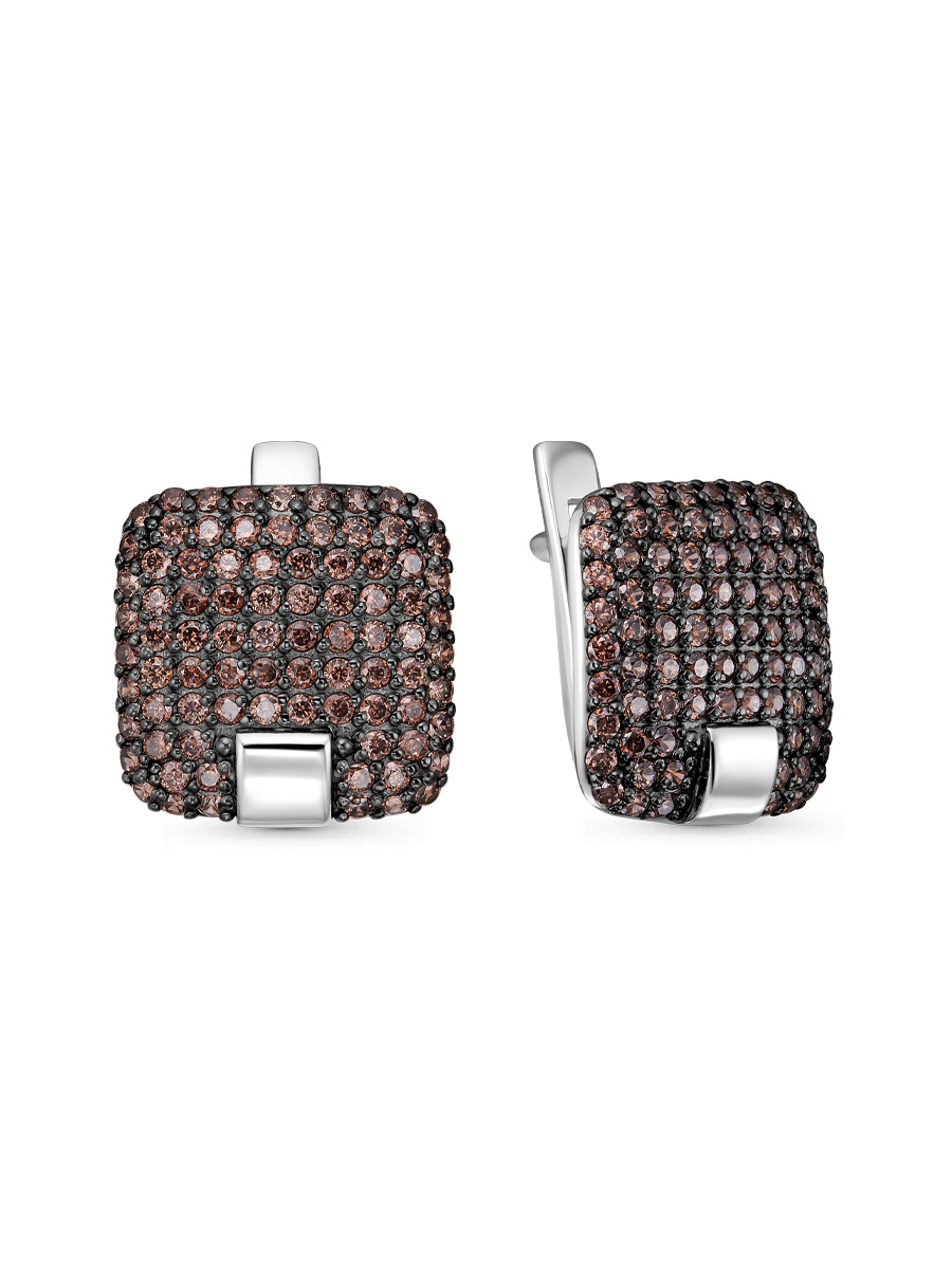 Серьги английский замок из серебра 925 с фианитом